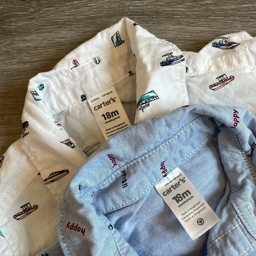 Carter's baby boys short sleeve button down shirts